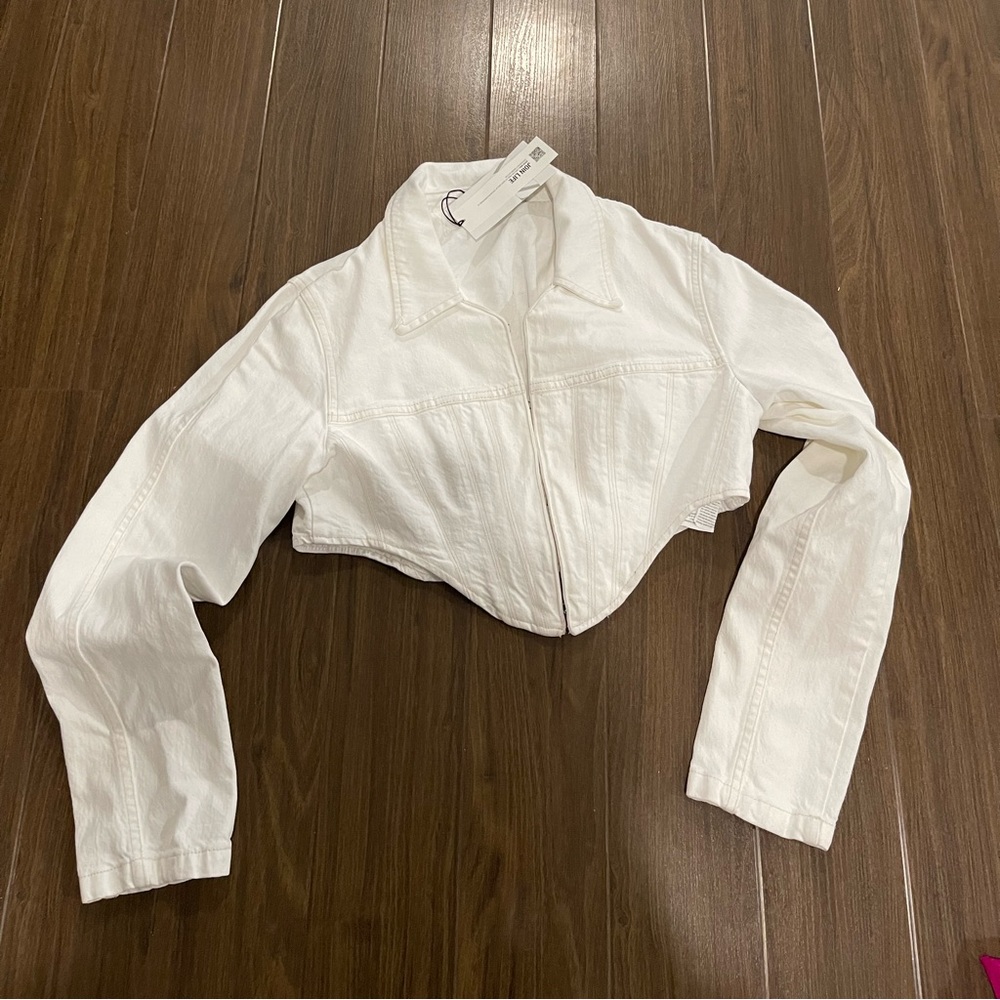 Zara corset cropped jeans jacket